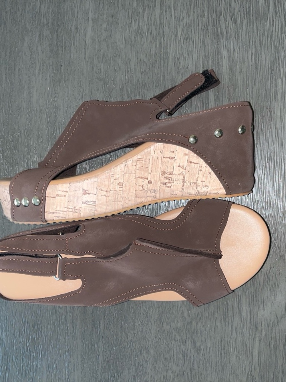 Amazon Brown Cork Wedge Slingback Sandals